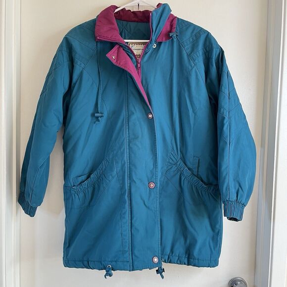 VTG Y2K 80s 90s Current Seen Blue Coat Women’s Small Quilt Lining Big Pockets - Picture 1 of 16